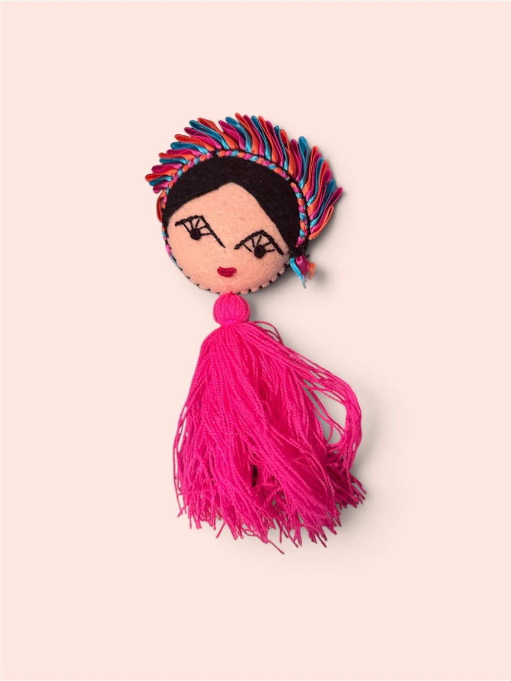 Handmade Pink Frida Tassel Charm